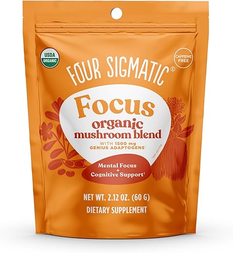 Blend de Foco Four Sigmatic | Pó de Cogumelo do Leão Orgânico com Adaptógenos e Mistura de Cogumelos | Inclui Cordyceps, Rhodiola, Bacopa | 100g