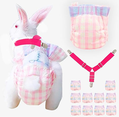 LYML.E1 - Fraldas Descartáveis para Coelhos, Tapetes Absorventes Pequenos, com Suspensórios para Fraldas Femininas de Coelho, Fraldas para Esquilos, para Coelhos, Porquinhos-da-Índia, Gatinhos, Ouriços e Atividades ao Ar Livre (10PCS)