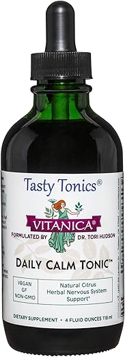 Daily Calm Tonic – Alívio Natural do Estresse Líquido com Limão Bálsamo, Kava Kava e Flor de Maracujá – Fórmula do Dr. para Mulheres e Homens - Vitanica