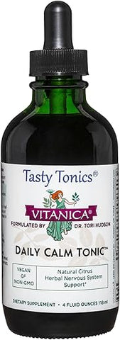 Daily Calm Tonic – Alívio Natural do Estresse Líquido com Limão Bálsamo, Kava Kava e Flor de Maracujá – Fórmula do Dr. para Mulheres e Homens - Vitanica