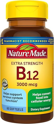 Nature Made - Vitamina B12 Extra Forte 3000 mcg Softgels, 60 Unidades – Marca em Destaque