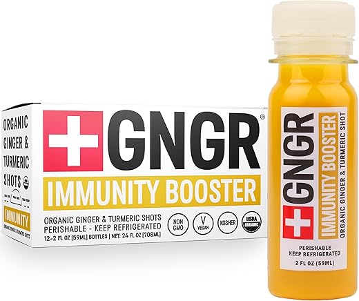 GNGR - Tiro de Gengibre e Cúrcuma Orgânico para Fortalecer a Imunidade – Suco de Gengibre Peruano, Cúrcuma e Pimenta Caiena para uma Imunidade Natural