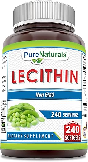 Lecithin 1200 mg Softgels | Alta Potência | Livre de Transgênicos | Sem Glúten (240 Unidades) - Pure Naturals