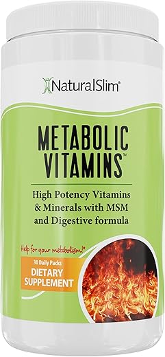 Vitaminas Metabólicas NaturalSlim – Combinação de Multivitaminas de Alta Potência, Minerais, Complexo B, Msm – 60 cápsulas