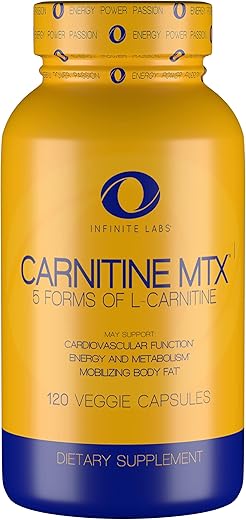 L Carnitine 1000mg MTX – Blend de Aminoácidos de Carnitina Fumarato, L-Carnitina L-Tartarato, Acetil L-Carnitina, L-Carnitina HCL, L-Carnitina Base 120 Cápsulas Vegetarianas - Infinite Labs