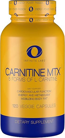 L Carnitine 1000mg MTX – Blend de Aminoácidos de Carnitina Fumarato, L-Carnitina L-Tartarato, Acetil L-Carnitina, L-Carnitina HCL, L-Carnitina Base 120 Cápsulas Vegetarianas - Infinite Labs