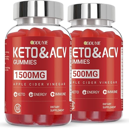 DDUYIE - (2 Pacotes) Gomas de ACV Keto – 1500mg Gomas de Vinagre de Maçã – com Romã e Beterraba