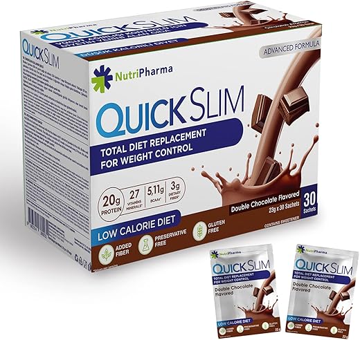 NUTRIPHARMA Quick Slim - Quick Slim Shake Substituto de Refeição para Emagrecimento, 30 Porções, 20g Proteína, 27 Vitaminas
