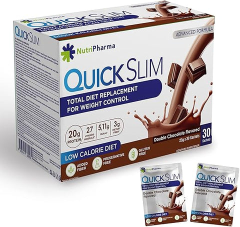 NUTRIPHARMA Quick Slim - Quick Slim Shake Substituto de Refeição para Emagrecimento, 30 Porções, 20g Proteína, 27 Vitaminas