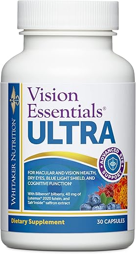 DR.WHITAKER - Dr. Whitaker’s Vision Essentials Ultra com Luteína | Suporte Completo com Apenas um Comprimido Diário para a Mácula | Marca em Destaque