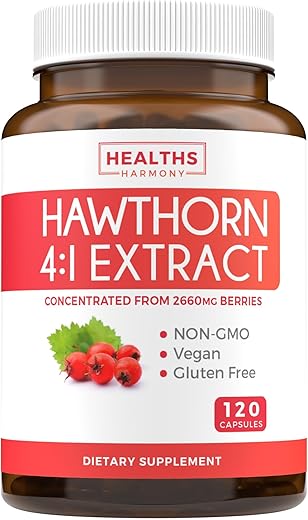 Healths Harmony - Cápsulas de Extrato de Espinheiro Branco Super Potente – Concentrado de Espinheiro Branco de Força Extra para Apoiar a Saúde do Coração e Digestiva – Vegano Não-OGM