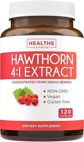Healths Harmony - Cápsulas de Extrato de Espinheiro Branco Super Potente – Concentrado de Espinheiro Branco de Força Extra para Apoiar a Saúde do Coração e Digestiva – Vegano Não-OGM