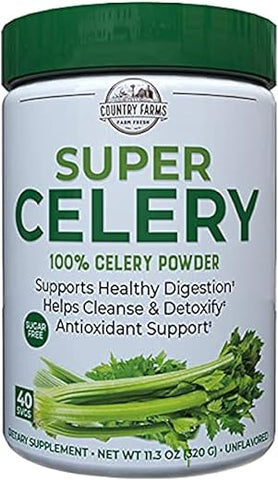 Super Celery Powder: Pó de Aipo 100% Natural, Favorece a Digestão Saudável, Auxilia na Limpeza – 100g - COUNTRY FARMS