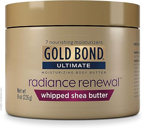 Ultimate Renovação Radiante Manteiga de Karité Batida, Hidratante Corporal, 8 oz (227g) - Gold Bond