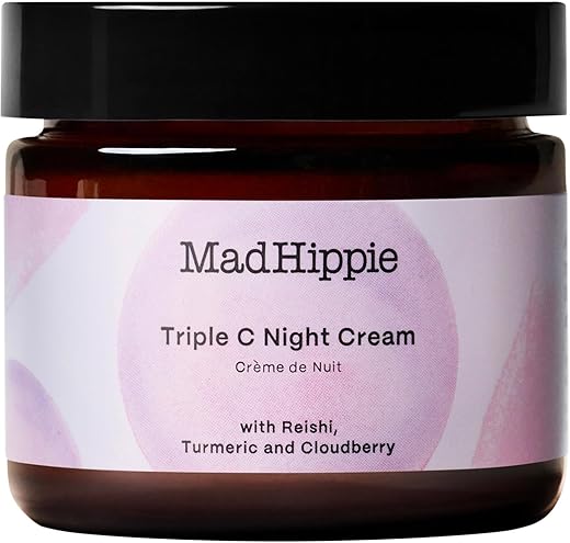 Creme Noturno Mad Hippie Triple C – Hidratante Facial e Creme Clareador para Mulheres/Homens, 3 Formas de Vitamina C, Creme Anti-Envelhecimento, 60g