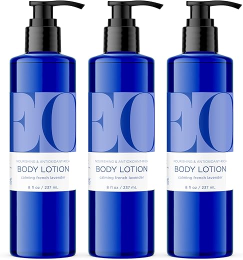 Loção Corporal, 8 Onças (Pacote com 3), Lavanda Francesa, Orgânica à Base de Plantas, Extratos Botânicos, Vitamina E com Óleos Essenciais Puros - EO