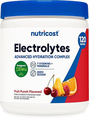 Pó Complexo de Eletrólitos (120 Porções, Sabor Frutas Vermelhas) – Bebida Hidratante com Vitaminas e Minerais - Nutricost