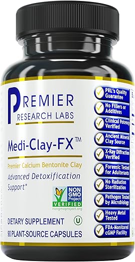 Medi-Clay-FX: Cápsulas de Argila Bentonita para Desintoxicação | Suplemento de Smectita Grau Alimentício | Absorve Toxinas, Apoia a Saúde Celular e Desintoxicação de Mofo – 60 cápsulas - Premier Research Labs