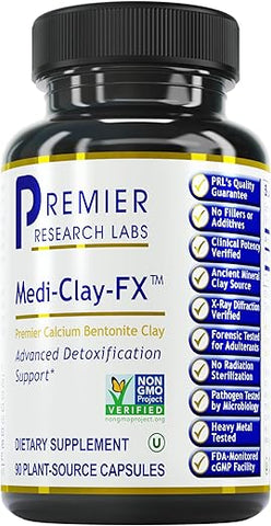 Medi-Clay-FX: Cápsulas de Argila Bentonita para Desintoxicação | Suplemento de Smectita Grau Alimentício | Absorve Toxinas, Apoia a Saúde Celular e Desintoxicação de Mofo – 60 cápsulas - Premier Research Labs