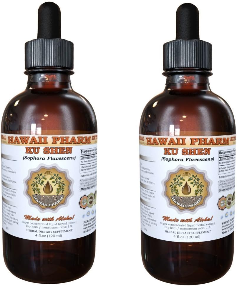 Hawaii Pharm - Ku Shen Tintura, Ku Shen, Extrato Líquido de Raiz de Sophora (Sophora Flavescens), Suplemento Herbal 2×60 ml (120 ml)
