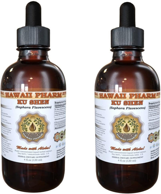Hawaii Pharm - Ku Shen Tintura, Ku Shen, Extrato Líquido de Raiz de Sophora (Sophora Flavescens), Suplemento Herbal 2×60 ml (120 ml)