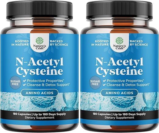 Natures Craft - N-Acetyl Cysteine 600mg – Cápsulas Veganas de Alta Absorção NAC 600 mg – Precursor de Glutationa para Limpeza e Desintoxicação do Fígado