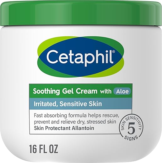 Gel-Creme Calmante com Aloe, Hidrata e Alivia Instantaneamente a Pele Sensível, Livre de Fragrâncias e Parabenos, 16 oz (473 ml) - Cetaphil