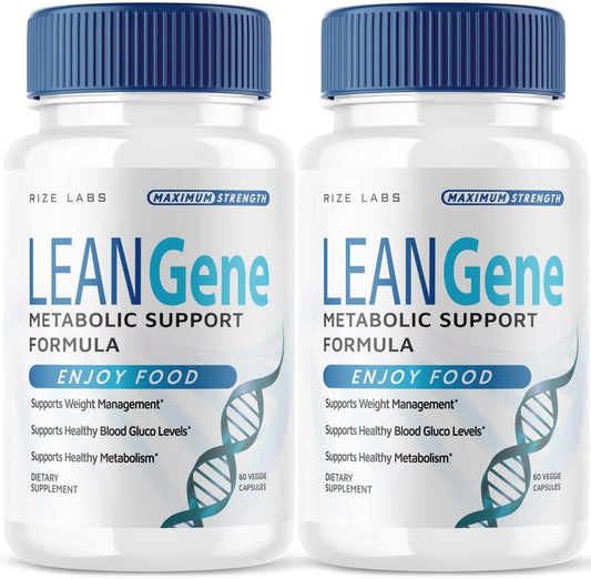 rize labs - Lean Gene Suplemento – Fórmula de Suporte Metabólico, Perda de Peso Avançada, Cápsulas de Máxima Potência – LeanGenex Natural – 2 Pacotes