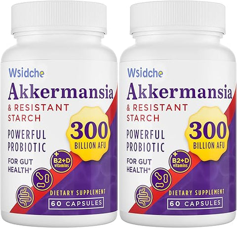 Wsidche - 300 Bilhões de Probióticos Akkermansia AFU | Probiótico GLP-1 para Mulheres | 100% Natural e Eficaz