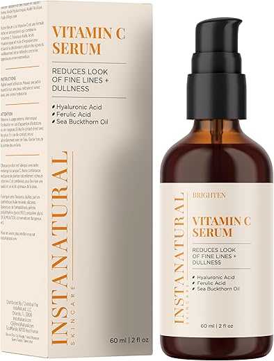 Serum Facial de Vitamina C, Ilumina, Hidrata e Reduz Sinais de Envelhecimento, com Vitamina C, Ácido Hialurônico e Ferúlico, 60 ml - InstaNatural
