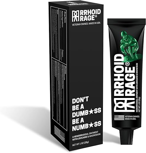 Rrhoid Rage - Pomada para Hemorroidas – Tratamento de Fissuras e Hemorroidas com Lidocaína, Extrato de Aloe Vera, Sulfato de Magnésio, Abeto Balsâmico, Creme Rápido para Coceira, Inchaço e