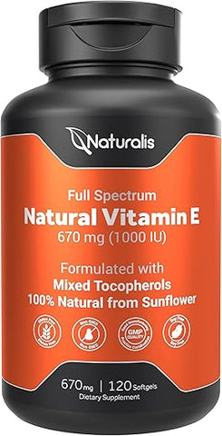 Vitamina E Naturalis Girassol 670mg (1000 UI) com Tocoferóis Mistos | Vitamina Essencial para a Pele