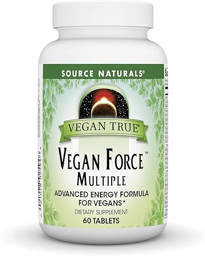 Vegan True Vegan Force Multiple – Fórmula Avançada de Energia para Veganos – 60 Comprimidos - Source Naturals