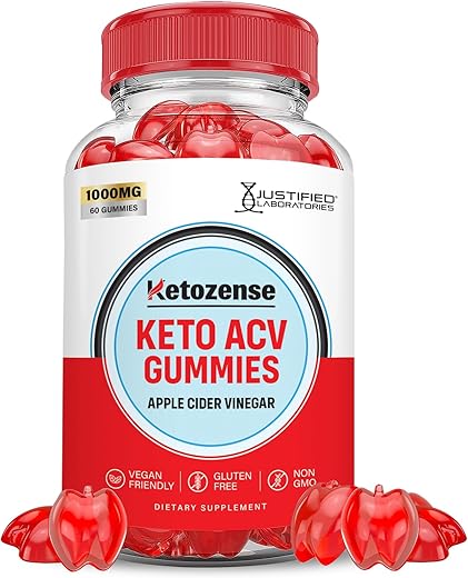 Justified Laboratories - Ketozense Keto ACV Gummies 1000MG Fórmula Avançada – Gomas de Cetozene Keto com Vinagre de Maçã, Romã e Beterraba em Pó B12 Vegan Non GMO 60 Gummys