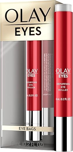 Eyes Depuffing Eye Roller com Vitamina E – Reduz inchaço e desperta olhos cansados – 0,2 fl oz (6 ml) - Olay