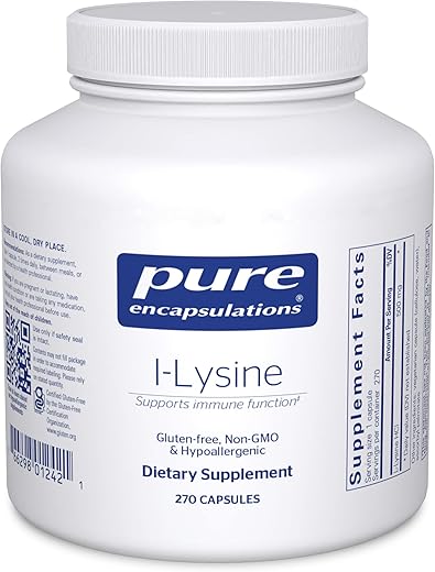 Suplemento de Aminoácido Essencial L-Lisina da Pure Encapsulations para Suporte Imunológico
