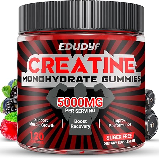 EDUDYF - Gummies de Creatina Monohidratada, 5000mg de Creatina Gummies Sem Açúcar para Homens – Marca de Produto
