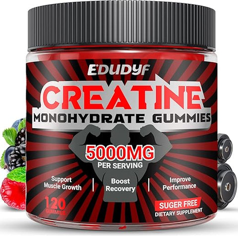 EDUDYF - Gummies de Creatina Monohidratada, 5000mg de Creatina Gummies Sem Açúcar para Homens – Marca de Produto
