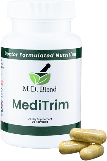 M.D. Blend - M.D. MediTrim – Suplemento Energético e Saciante Especialista Formulado | 100% Natural | 60 cápsulas | Marca M.D