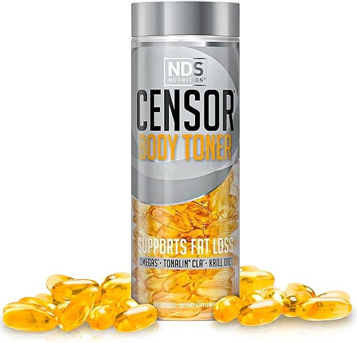 NDS Nutrition – Queimador de Gordura e Modelador Corporal com CLA, Óleo de Peixe, Cártamo e Mistura de Ômega 3-6-9 – Suplemento Dietético para Energia, Metabolismo e Saúde – 180 Softgels - Censor