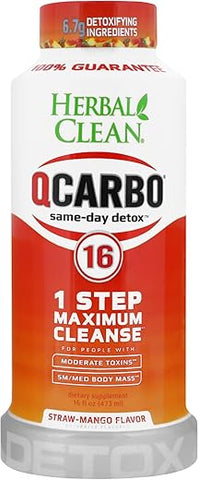 QCarbo16 Bebida Detox de Um Dia, Morango Manga, (473 ml) - Herbal Clean