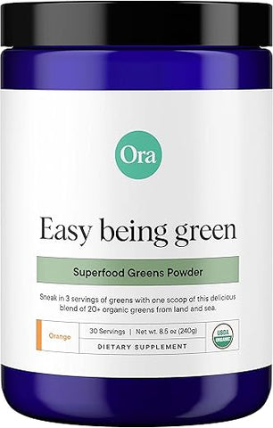 Greens Powder – Energético e Desintoxicante Vegano, Sem Glúten, Orgânico | Antioxidantes | Bebida de Super Verdes - Ora Organic