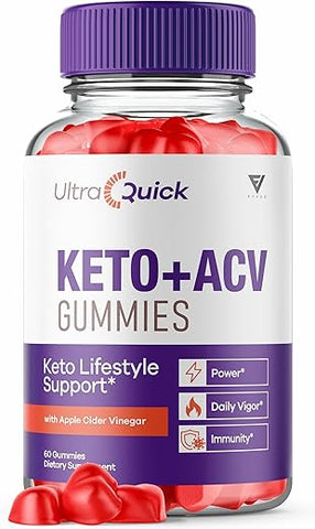 Fyvus - Ultra Quick Gummy UltraQuik Keto ACV Gummies – Fórmula de Saúde Ultra Rápida Keto com Vinagre de Maçã, Suporte Máximo de Força – 60 Gummies