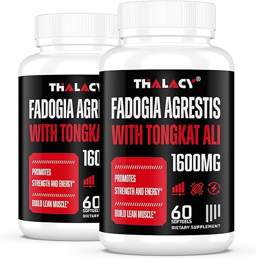Thalacy - Fadogia Agrestis Tongkat Ali 1600mg – Extrato de Fadogia Agrestis para Homens com Ashwagandha, 120 Softgels – Máxima Potência