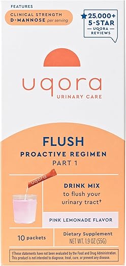 Flush – Bebida em Pó para Saúde do Trato Urinário, Sabor Limonada Rosa, 10 Sachês - Uqora
