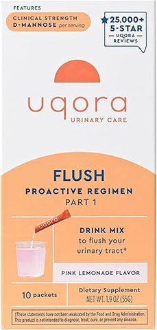 Flush – Bebida em Pó para Saúde do Trato Urinário, Sabor Limonada Rosa, 10 Sachês - Uqora