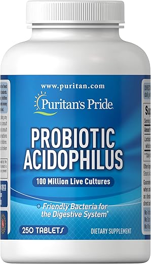 Puritan's Pride - Puritan’s Pride – Probiótico Acidophilus, Cápsulas, 250 Unidades (Embalagem de 1)