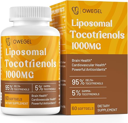 owegel - Suplemento de Tocotrienóis Lipossomais 1000mg – Alta Bioacessibilidade de Vitamina E Tocotrienóis, 95% Delta