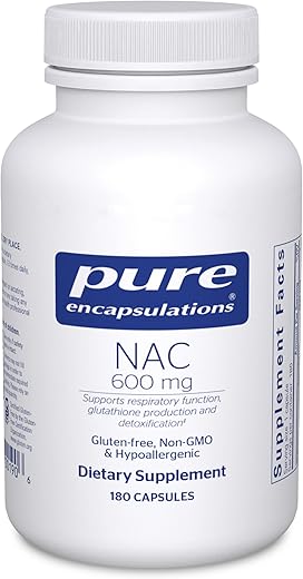 NAC 600 mg – Suplemento de N-Acetil Cisteína para Saúde Pulmonar | Marca Pure Encapsulations - Pure Encapsulations