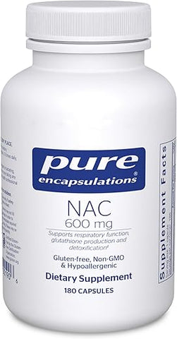NAC 600 mg – Suplemento de N-Acetil Cisteína para Saúde Pulmonar | Marca Pure Encapsulations - Pure Encapsulations